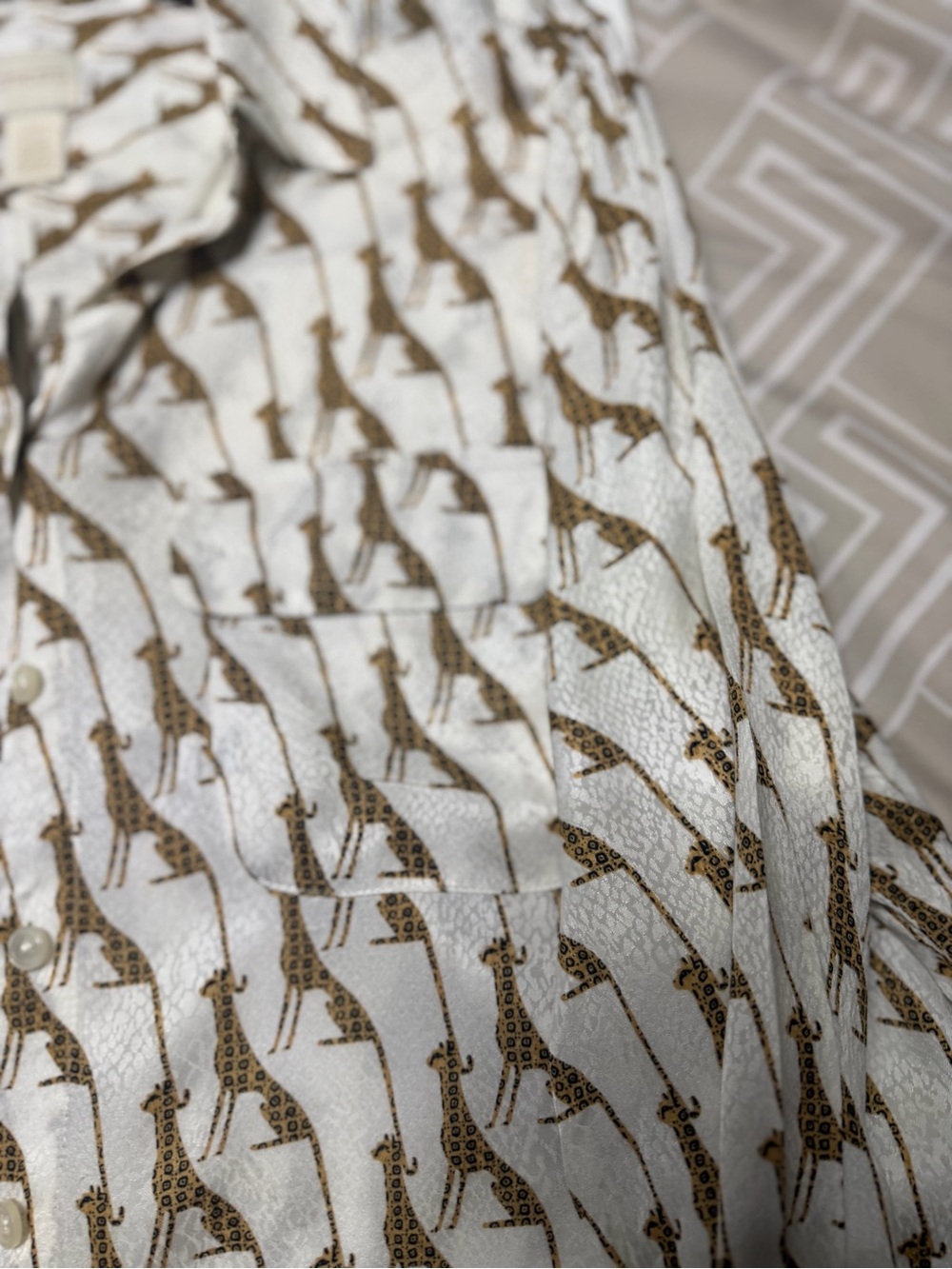 Chico's Cream Blouse with Brown Giraffe Print - Picture 8 of 9